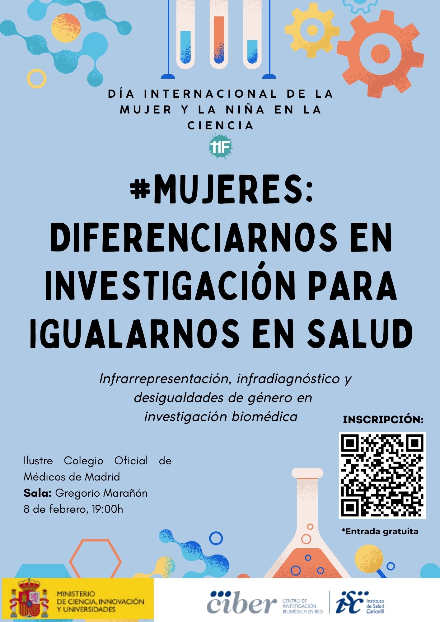 CIBER celebrará el 11F con la mesa redonda #Mujeres: diferenciarnos en investigación para igualarnos en salud